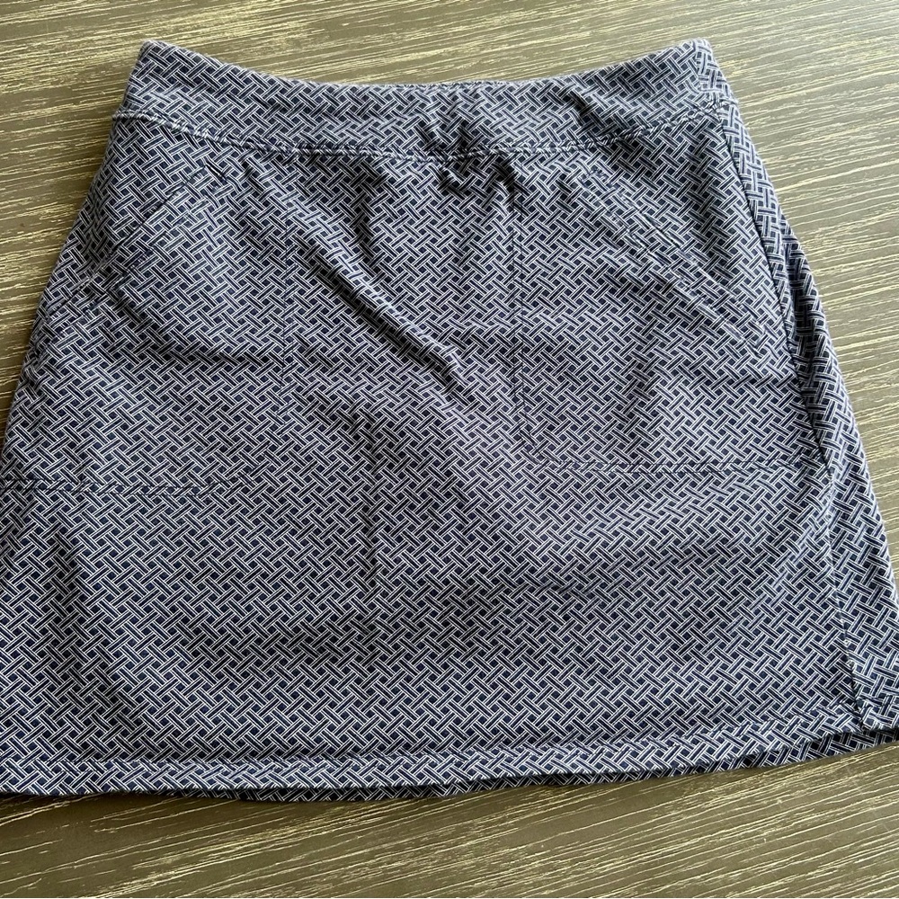 Talbots navy blue and white A-Line Mini Skirt with pockets Casual Athletic